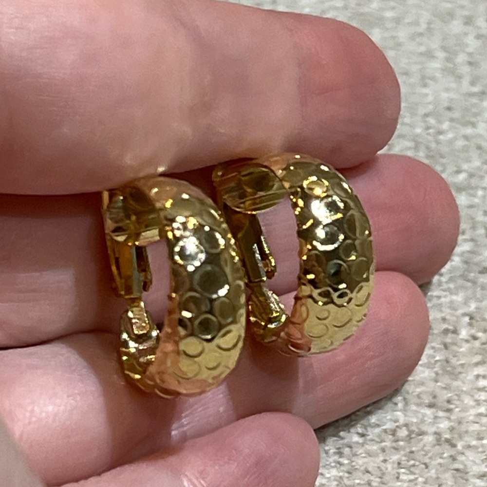 Gold Clip On Huggie Hoop Earrings